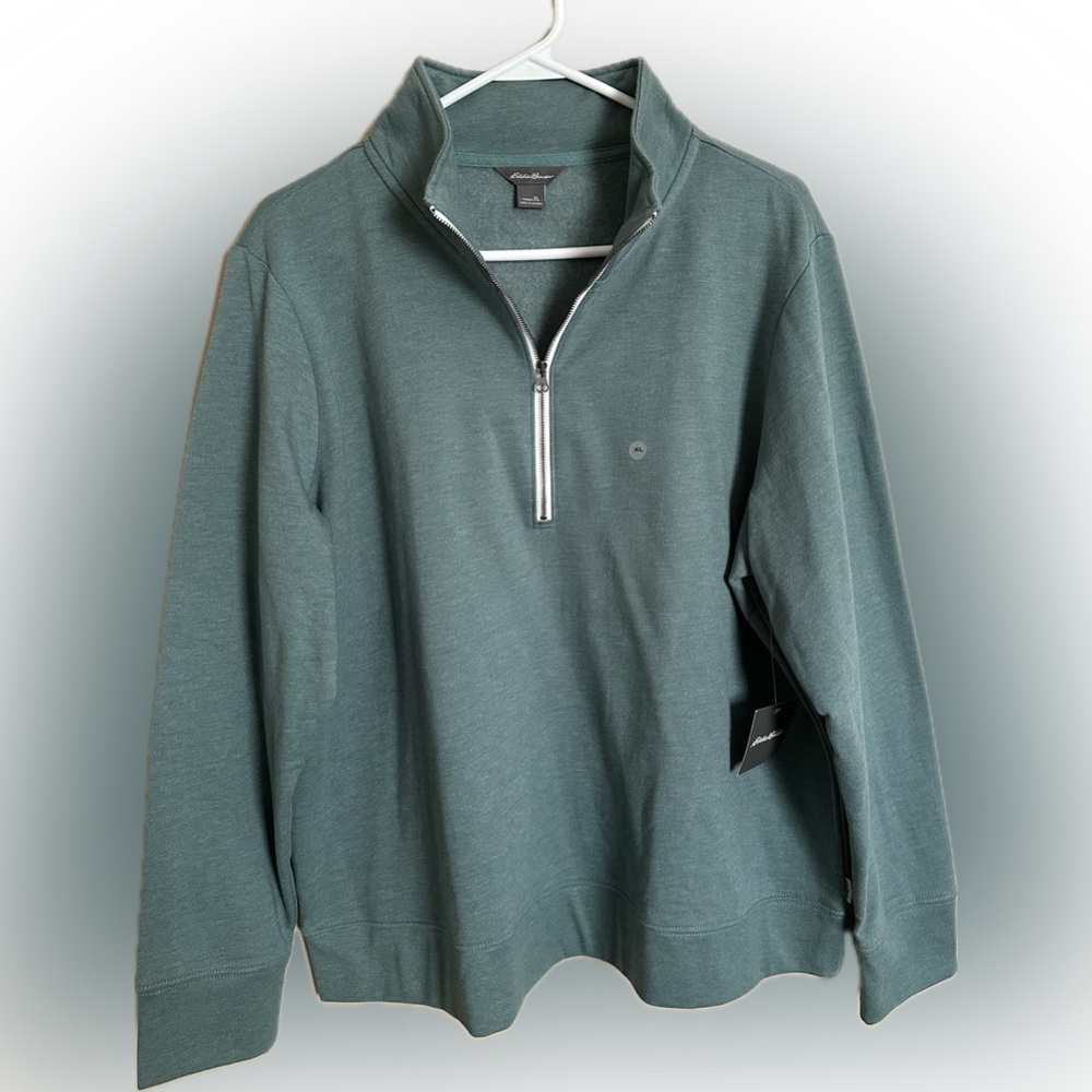Eddie Bauer Womens 1/4 Zip Camp Fleece Pullover Azure Sweatshirt Outdoors XL